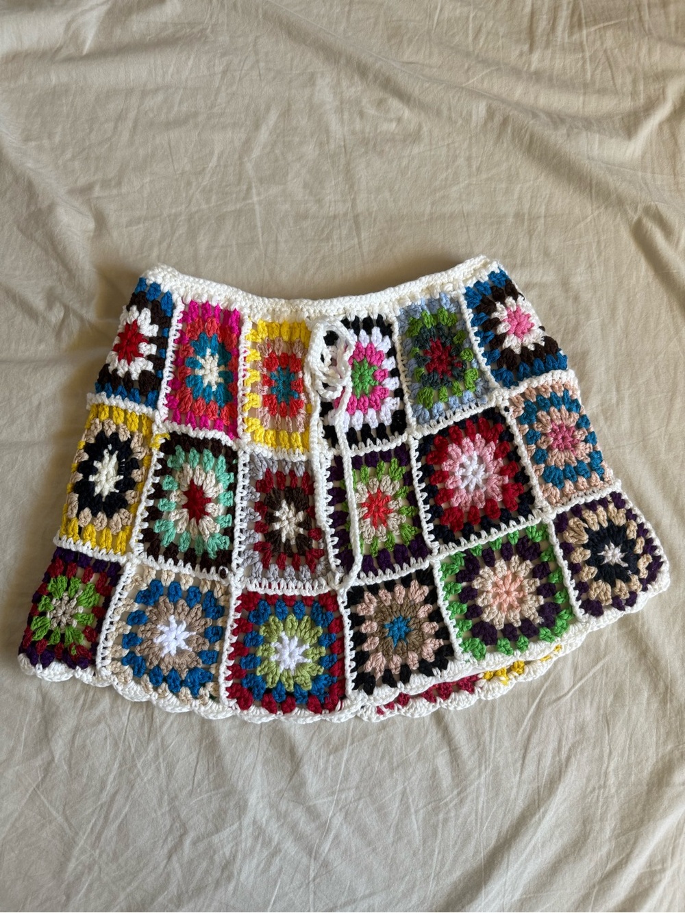 Crochet Patchwork Mini Skirt - Multicolor